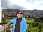 Christy is overlooking the Coricancha courtyard