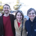 In front of the fountain