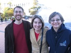 In front of the fountain