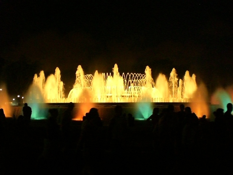 On some nights (this was a Friday) the Font Màgica at the base of Montjuїc is lit up with different colors and the water rises, falls and waves to mostly classical music which can be heard throughout the surrounding plaza. It's something very much worth catching, even if it is a bit hokey. Performances in early July were starting at 9:30pm, begin every half hour and last 15-20 minutes. flickr-ginsnob-807552062.jpg