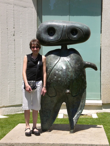 The Miró museum in Montjuїc is really cool. Both Christy and I really enjoyed his sculptures, many of which are on display. These are very playful, and easier to enjoy than some of his painted work.
All his works of females are entitled "woman" and his male works "figure." This picture is at the front of the museum. flickr-ginsnob-763538637.jpg