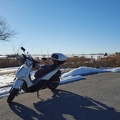 Scooter in front of Oregon & Santa Fe Trails