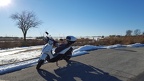 Scooter in front of Oregon & Santa Fe Trails