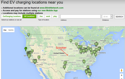 Scooter by an EV Charging Station