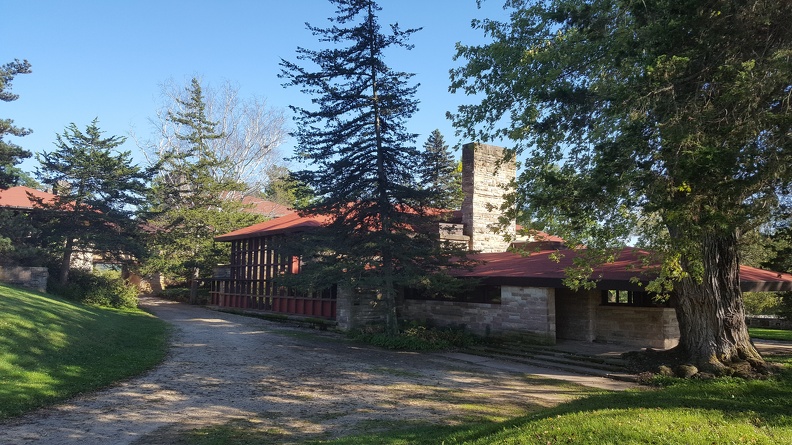 Apparently Wright instructed his students to build the roof right up to that tree and then to just keep cutting it back as the tree grew. 2016-09-18 16.01.57.jpg