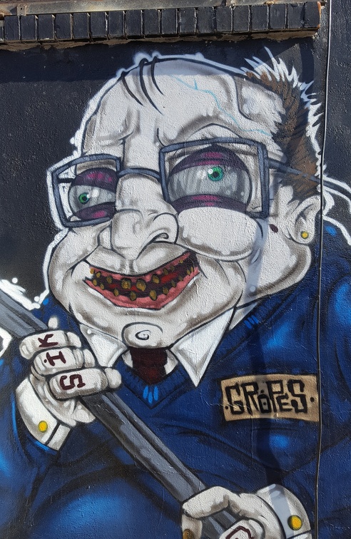 Graffiti on the the outside back of the store. I felt like this after being there for 9 hours.