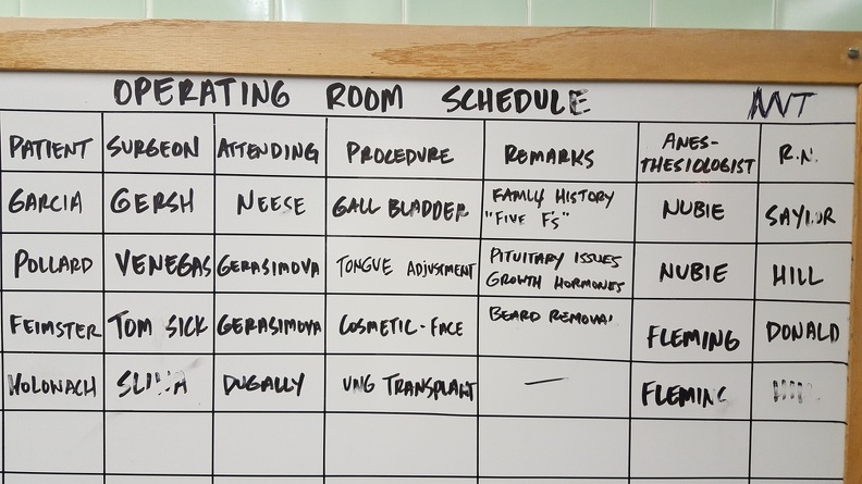 Operating Room Schedule