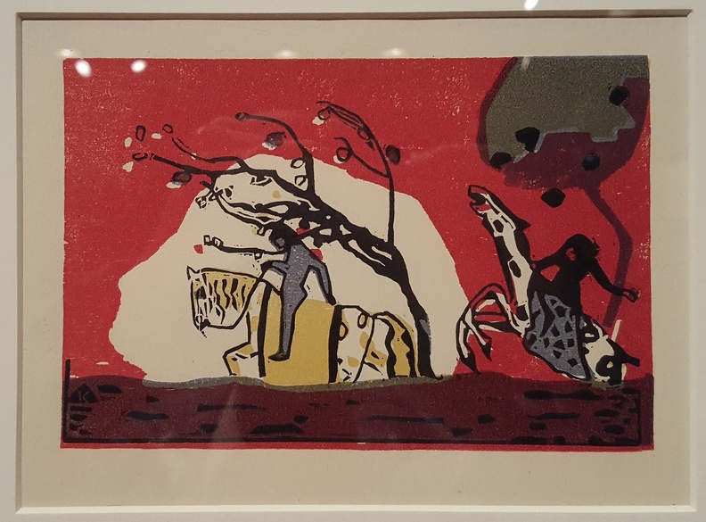 by Wassily Kandinsky, 1911 (woodcut).
At the University of Arizona Museum of Art. Part of an exhibit of art deemed monstrous by Nazi Germany. 2017-02-18 16.33.48 crop.jpg