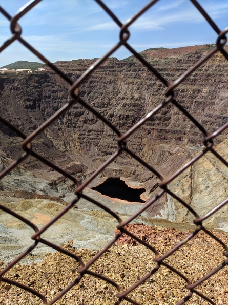 Some mines in Bisbee involved tunneling into the hills, others involved removing the entire hill. This pit named for one of the workers, not for the color of the polluted water left behind. 2019-07-27 09.48.37.jpg